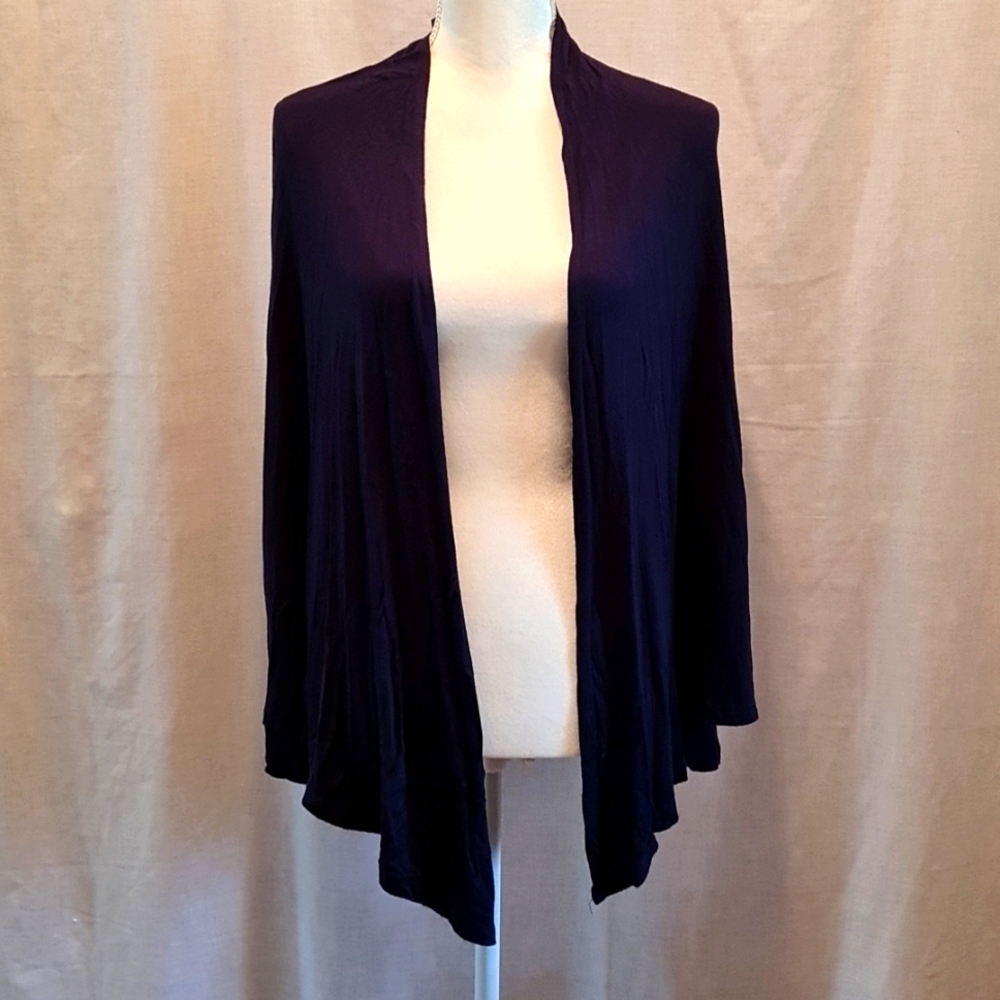 FREE TO LIVE dark blue cardian, prob L, GUC, comfortable, long sleeve, versatile